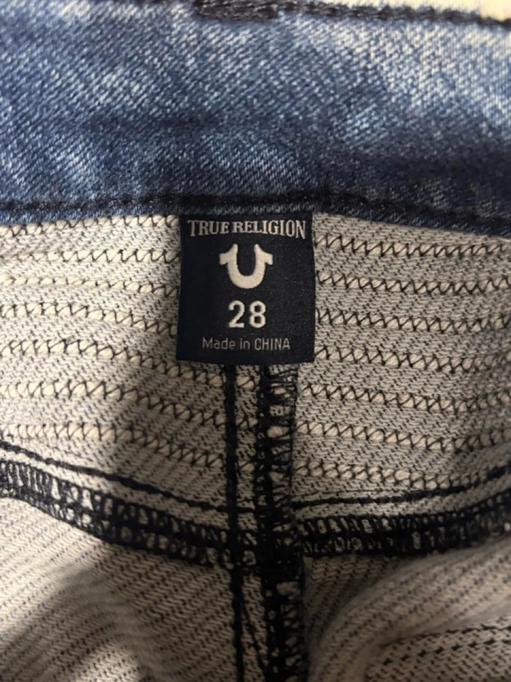 True Religion Men's Acid Wash Skinny Jeans in Blue